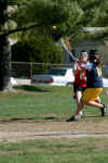 Meghan takes a shot on goal.