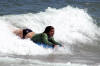 Meghan boogie boarding.