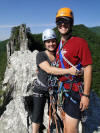 Meghan and Max rock climbing